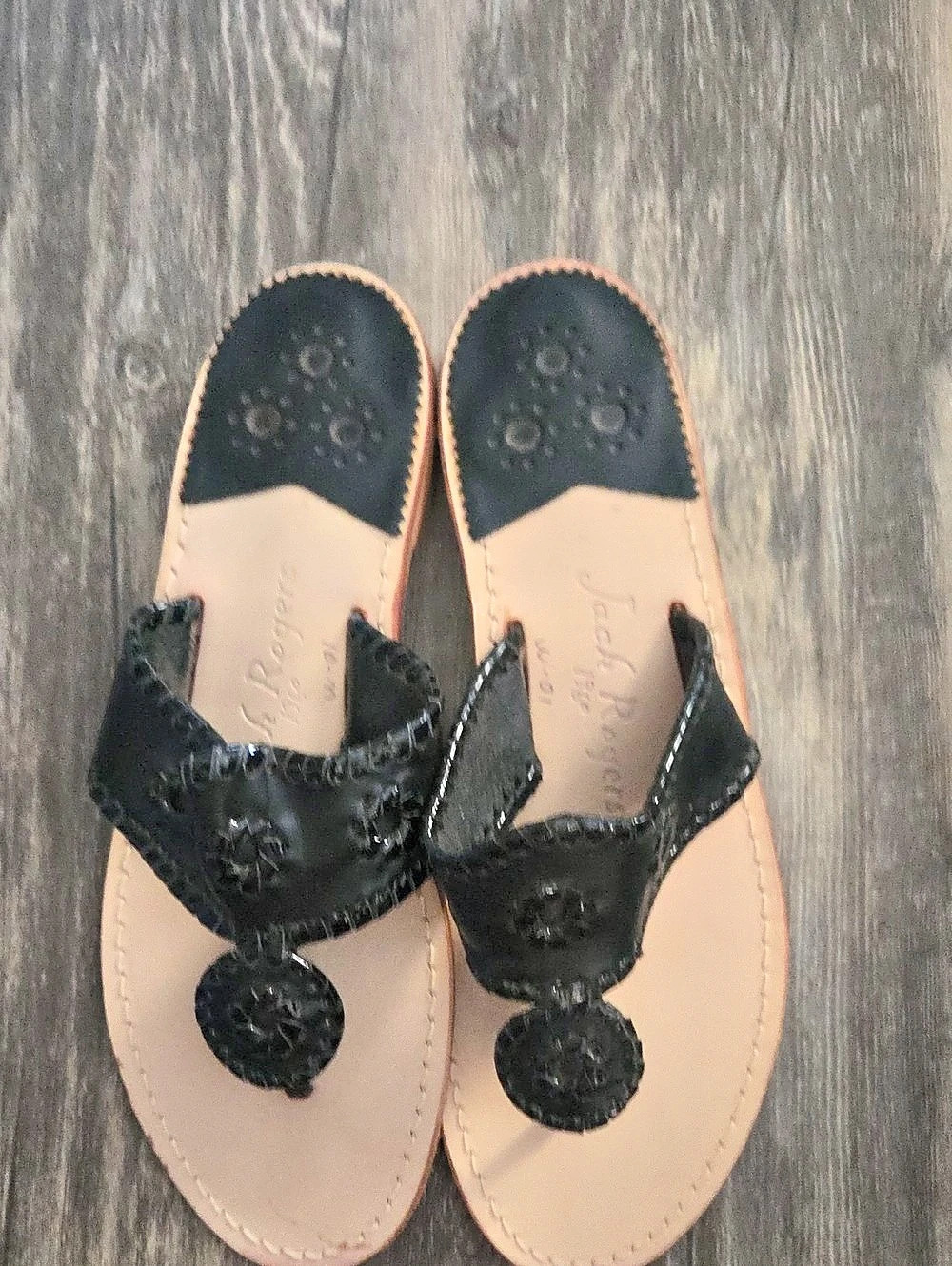 Jack Rogers Original Jacks Flat Sandal Black & Brown Leather Sandals